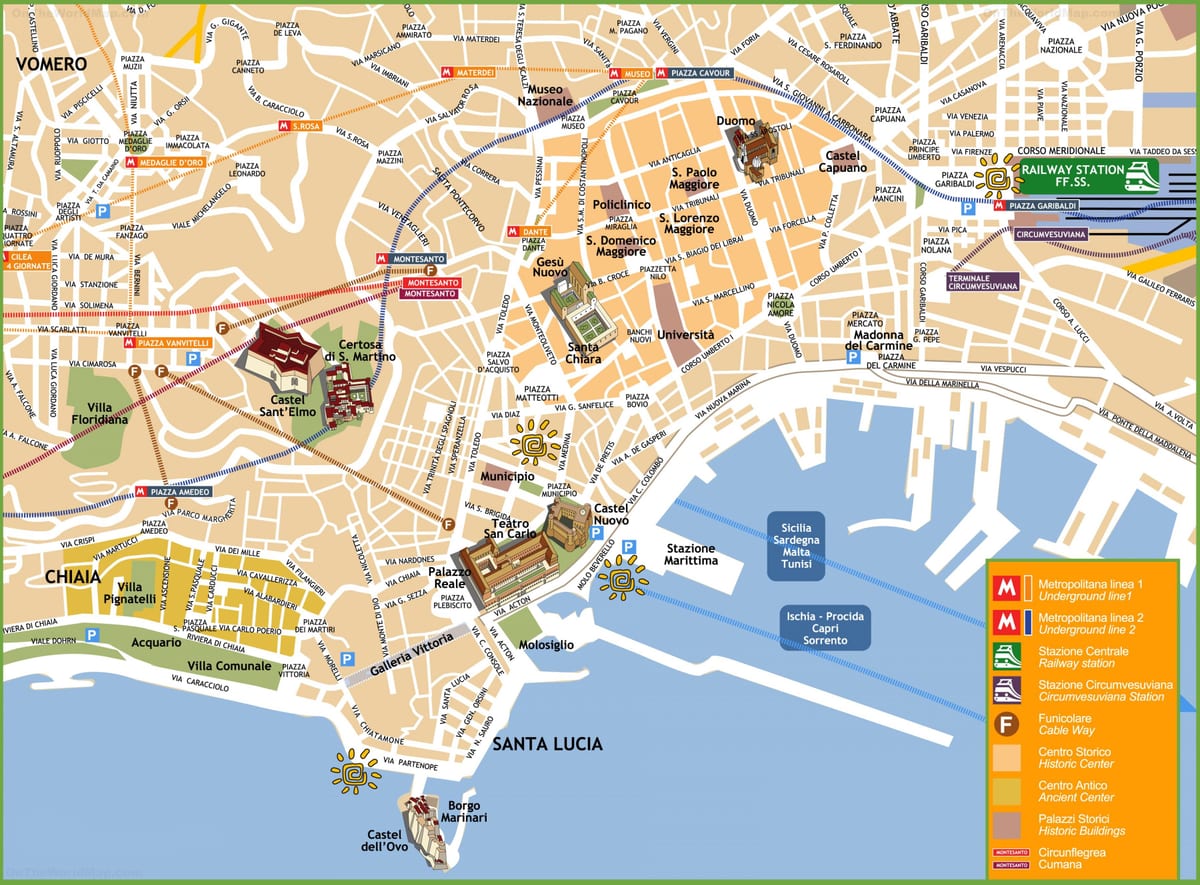 napoli italien attraktioner kort