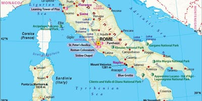 Kort over napoli italien omkringliggende område